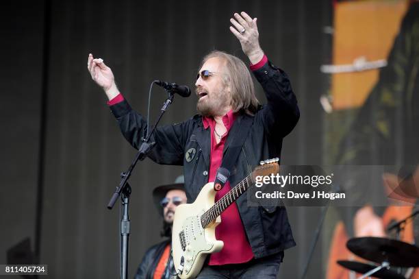 Tom Petty of Tom Petty & The Heartbreakers performs on stage at the Barclaycard Presents British Summer Time Festival in Hyde Park on July 9, 2017 in...