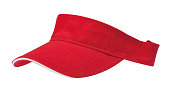 Sun visor hats, red with white edge and with clipping path