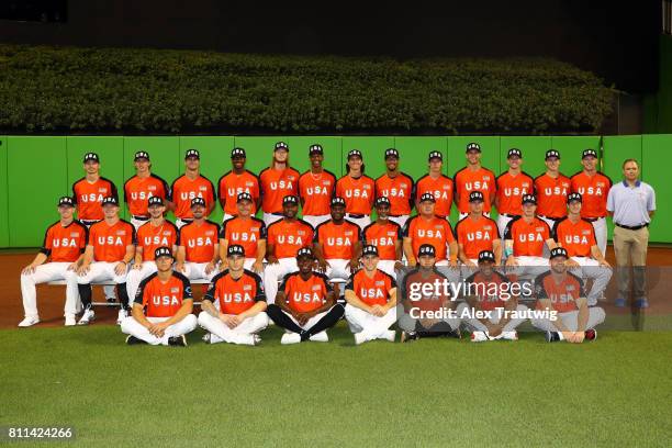 Team USA poses for a team photo prior to the SirusXM All-Star Futures Game at Marlins Park on Sunday, July 9, 2017 in Miami, Florida.