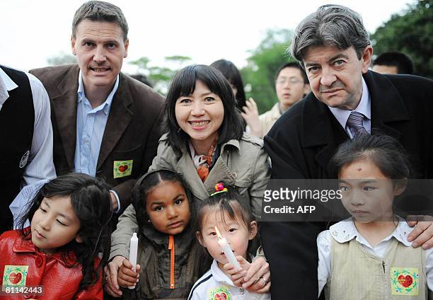 French socialist senator Jean-Luc Melenchon, writer Anh-Dao Traxel, foster daughter of French former President Jacques Chirac, and her husband...