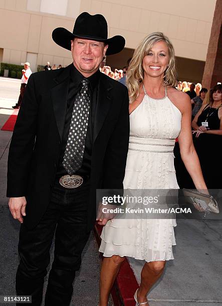Singer Tracy Lawrence and wife Becca Lawrence arrive at the 43rd annual Academy Of Country Music Awards held at the MGM Grand Garden Arena on May 18,...
