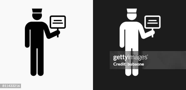 car driver waiting icon on black and white vector backgrounds - white render car stock illustrations