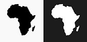 Africa Continent Icon on Black and White Vector Backgrounds
