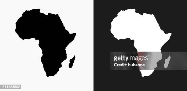africa continent icon on black and white vector backgrounds - africa stock illustrations