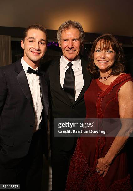 Actors Shia LaBeouf, Harrison Ford and Karen Allen attend the "Indiana Jones and the Kingdom of the Crystal Skull" party during the 61st Cannes Film...