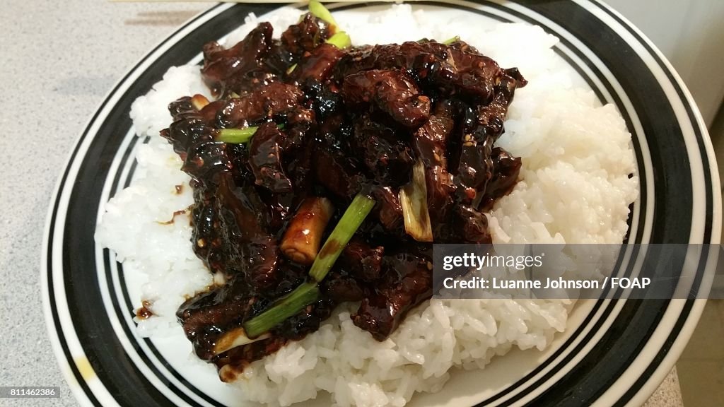 Mongolian beef and rice