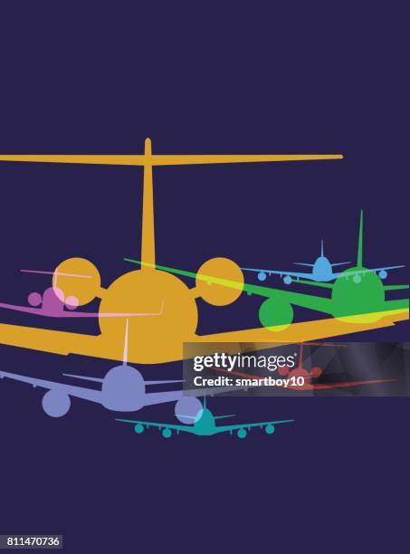 ilustrações, clipart, desenhos animados e ícones de aviões de jato - operador de controle de tráfico aéreo