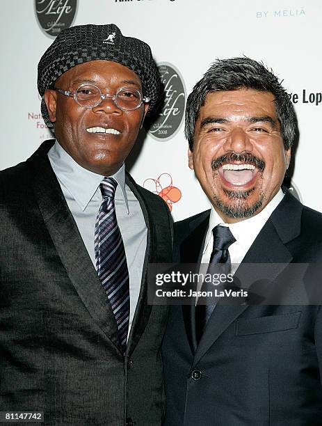 Actors Samuel L. Jackson and George Lopez at The 29th Annual "The Gift of Life" Gala at the Century Plaza Hotel on May 18, 2008 in Los Angeles,...