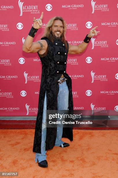 American Gladiator Don 'Hollywood' Yates arrives at the 43rd annual Academy Of Country Music Awards held at the MGM Grand Garden Arena on May 18,...