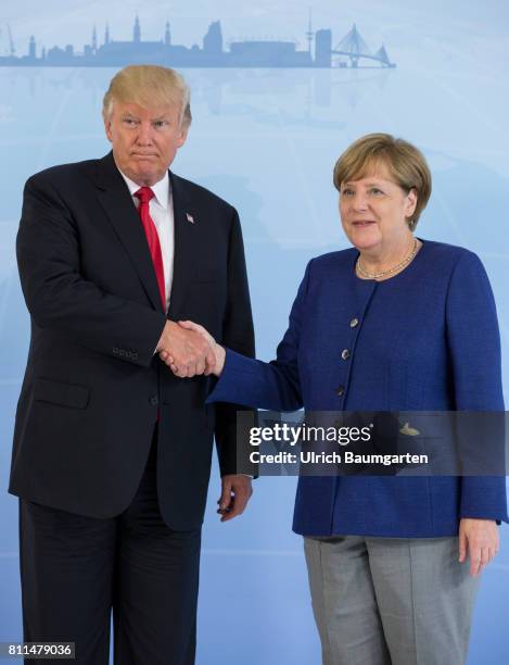 Summit in Hamburg. Donald Trump, President of the United States of merica and Federal Chacellor Angela Merkel.