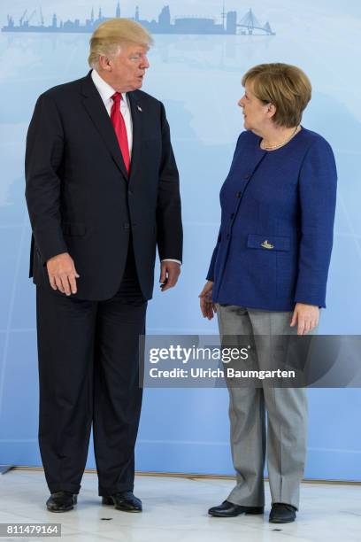 Summit in Hamburg. Donald Trump, President of the United States of merica and Federal Chacellor Angela Merkel.