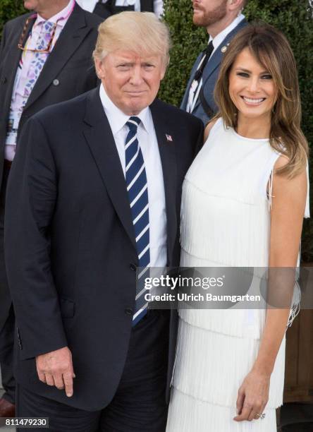 Summit in Hamburg. Donald Trump, President of the United States of America and his wife Melania, before the beginning of a concert in the Elbe...