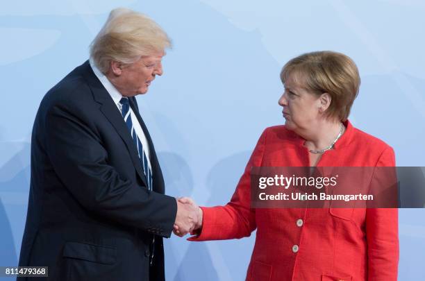 Summit in Hamburg. Donald Trump, President of the United States of merica and Federal Chacellor Angela Merkel.