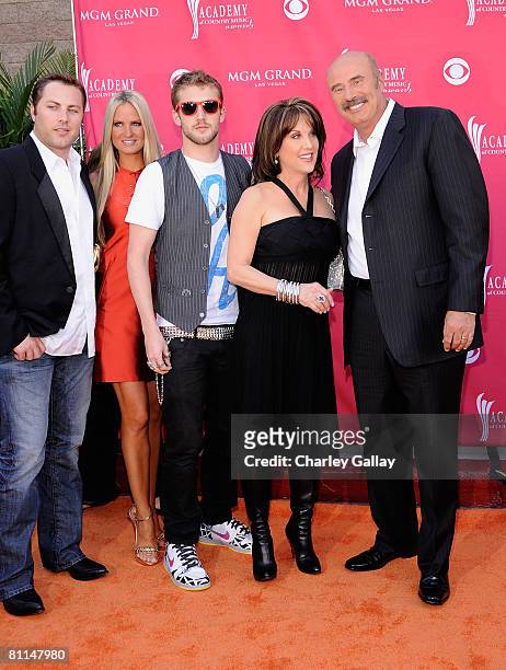 Dr. Phil's family , son Jay McGraw, Erica Dahm, son Jordan McGraw, wife Robin McGraw, Dr. Phil arrive at the 43rd annual Academy Of Country Music...