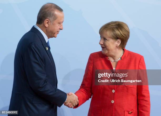 Summit in Hamburg. Federal Chancellor Angela Merkel and Recep Tayyip Erdogan, President of Turkey.
