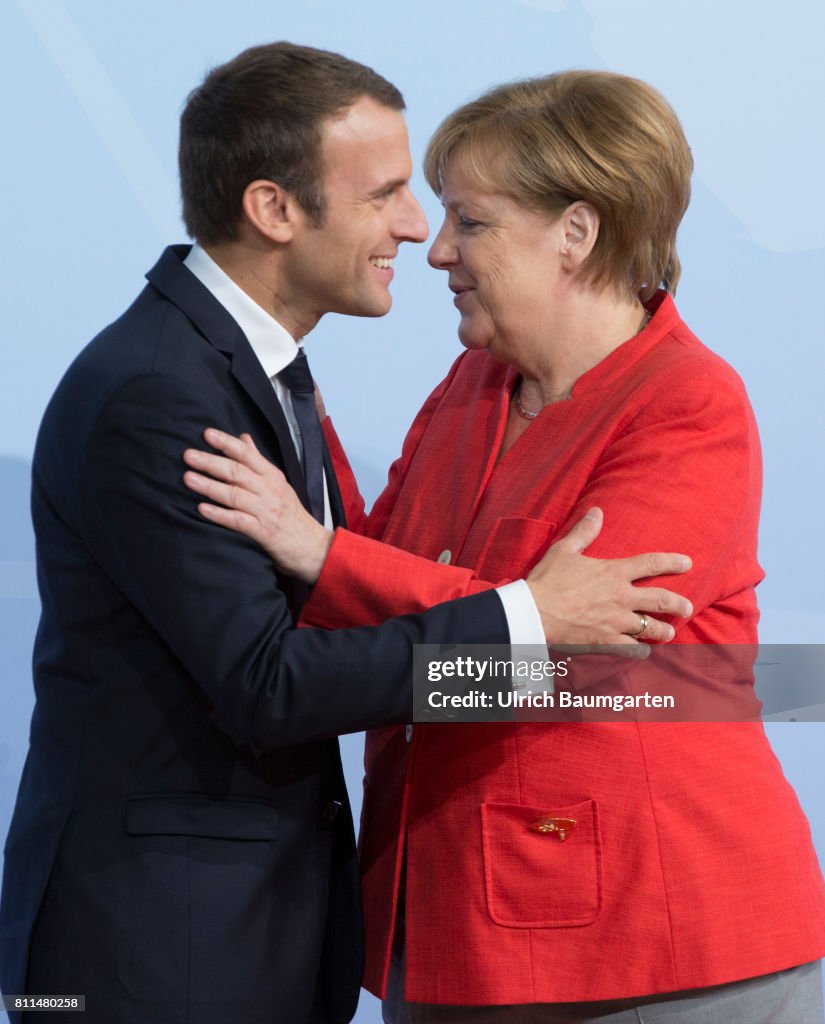 G20 in Hamburg. Angela Merkel and Emmanuel Macron.