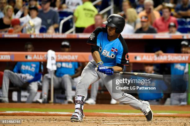 Francisco Meija of the World Team bats during SirusXM All-Star Futures Game at Marlins Park on Sunday, July 9, 2017 in Miami, Florida.