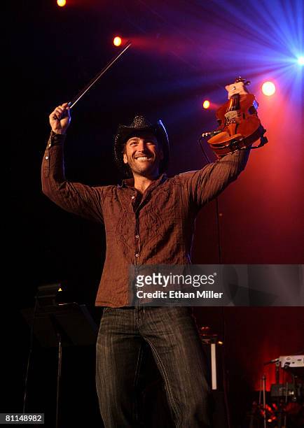 Musician David Pichette of Emerson Drive performs during the 43rd annual Academy Of Country Music Awards All-Star Jam held at the MGM Grand...