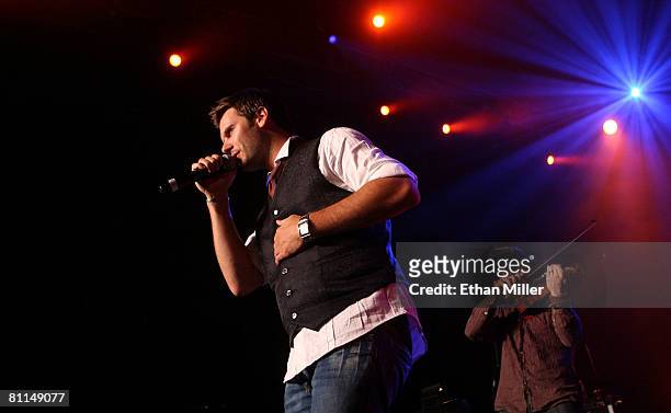 Musician Brad Mates of Emerson Drive performs during the 43rd annual Academy Of Country Music Awards All-Star Jam held at the MGM Grand Hotel/Casino...