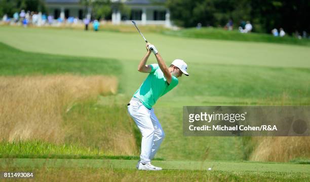 Russell Henley hits his drive on the fifth hole during the fourth and final round of The Greenbrier Classic held at The Old White TPC on July 9, 2017...