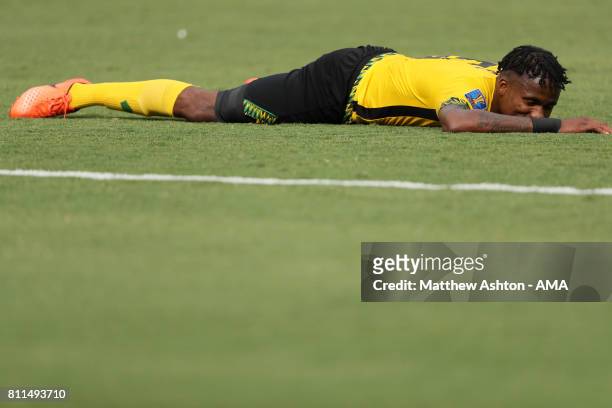 Dejected Alvas Powell of Jamaica after missing a chance to score during the 2017 CONCACAF Gold Cup Group C match between Curacao and Jamaica at...