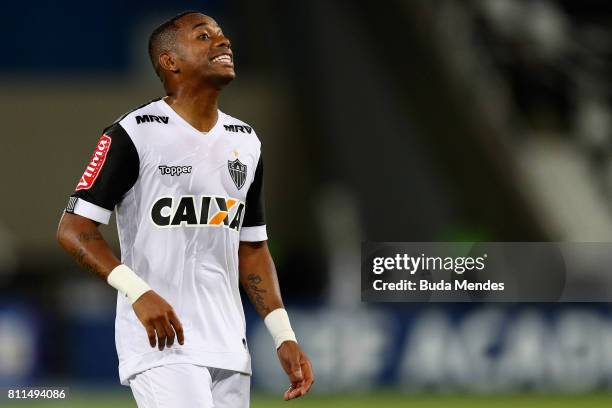 Robinho of Atletico MG reacts during a match between Botafogo and Atletico MG as part of Brasileirao Series A 2017 at Nilton Santos Stadium on July...
