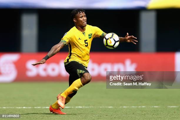 Alvas Powell of Jamaica traps the ball during the first half of a 2017 CONCACAF Gold Cup Group C match against Curacao at Qualcomm Stadium on July 9,...