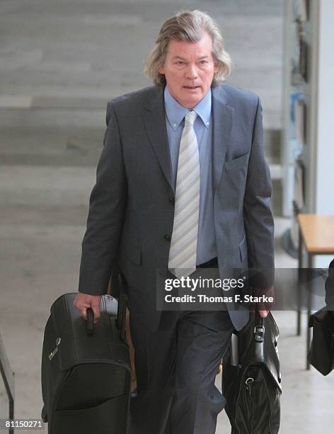 Lawyer Hans Wolfgang Euler arrives ahead of the Revision Trial against Ernst August von Hanover at the county court of Hildesheim on May 19, 2008 in...