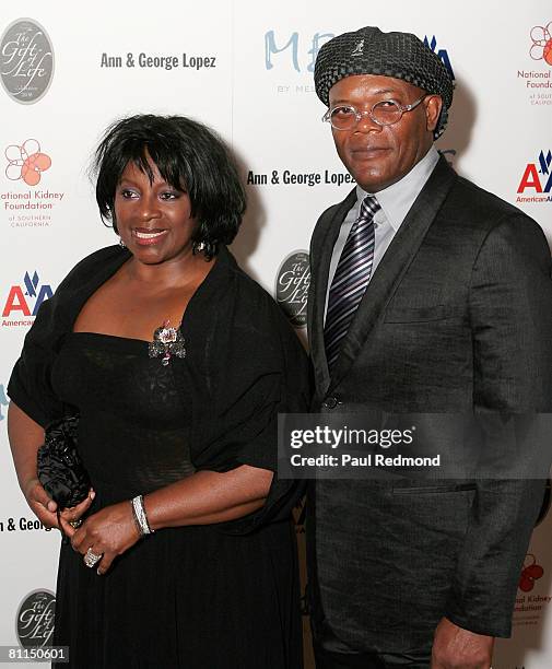 Samuel L. Jackson and LaTanya Richardson attend the George Lopez and the National Kidney Foundation honor Samuel L. Jackson and Latanya R. Jackson at...