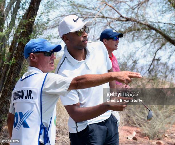 Professional Basketball player Gerald Henderson Jr. Attends the Coach Woodson Las Vegas Invitational at Cascata Golf Club on July 9, 2017 in Boulder...