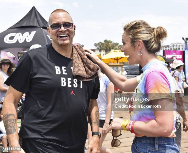 Comedian Sinbad and CNN anchor Brooke Baldwin pose for portrait at "The Nineties" at the Pier presented by CNN at Santa Monica Pier on July 9, 2017...