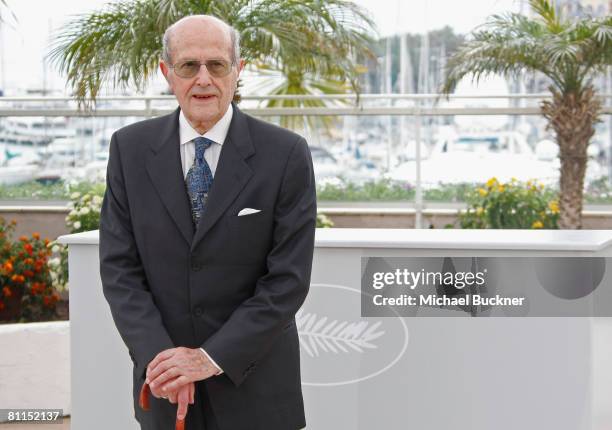 Manoel De Oliveira poses for the media at the Homage To Manoel De Oliveira at the Palais des Festivals during the 61st International Cannes Film...