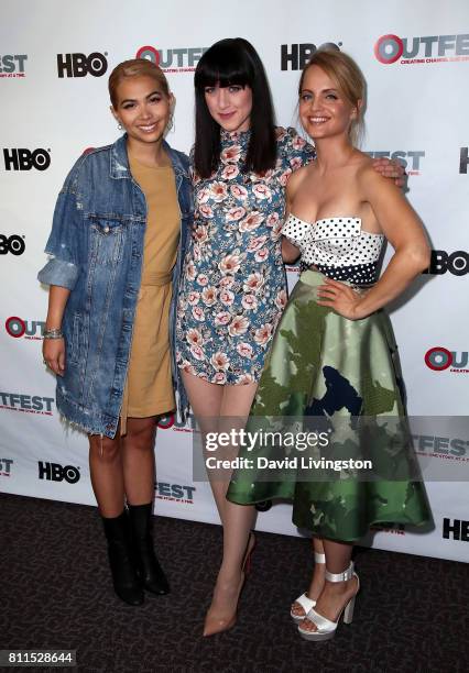 Actresses Hayley Kiyoko, Lena Hall, and Mena Suvari attend the 2017 Outfest Los Angeles LGBT Film Festival centerpiece screening of "Becks" at the...