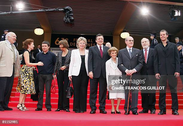 French actor Michel Piccoli and his wife Ludivine Clerc, French Culture minister Christine Albanel, EU Telecommunications Commissioner Viviane...