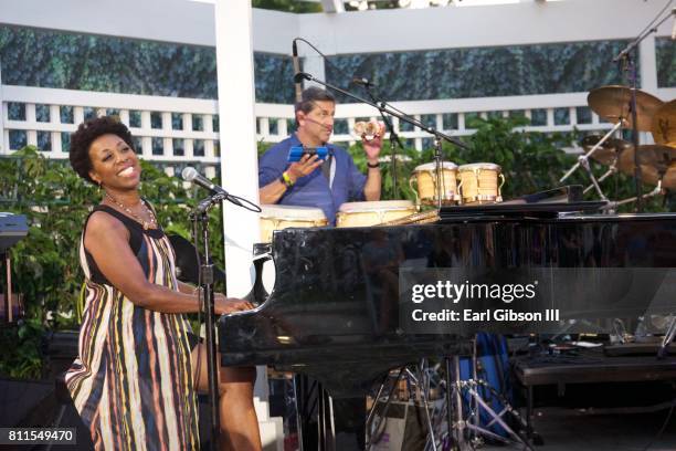 Singer Oleta Adams performs at the 19th Annual Eric Marienthal And Friends Jazz Concert at the Hyatt Regency on July 9, 2017 in Newport Beach,...