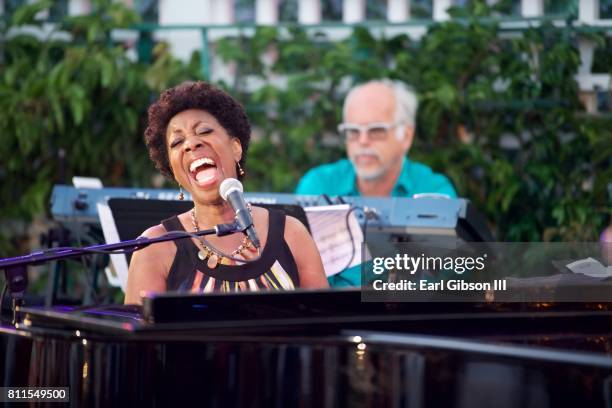 Singer Oleta Adams performs at the 19th Annual Eric Marienthal And Friends Jazz Concert at the Hyatt Regency on July 9, 2017 in Newport Beach,...