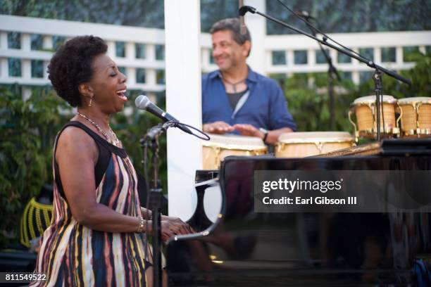 Singer Oleta Adams performs at the 19th Annual Eric Marienthal And Friends Jazz Concert at the Hyatt Regency on July 9, 2017 in Newport Beach,...