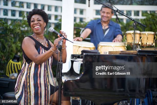 Singer Oleta Adams performs at the 19th Annual Eric Marienthal And Friends Jazz Concert at the Hyatt Regency on July 9, 2017 in Newport Beach,...