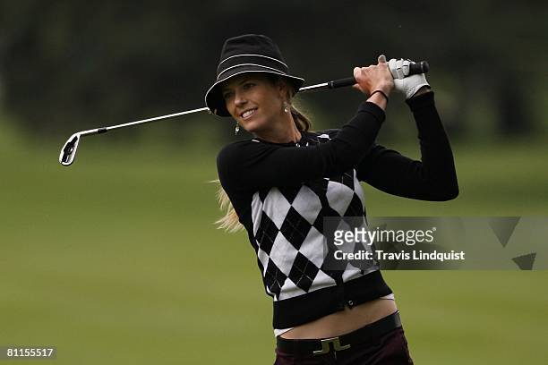 Anna Rawson of Australia hits her second shot on the fifth hole during the first round of the Sybase Classic presented by ShopRite on May 15, 2008 at...