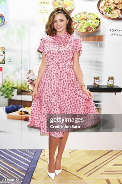 Miranda Kerr attends the promotional event of Marukome organic miso soup product at the Hyatt Regency on July 10, 2017 in Tokyo, Japan.