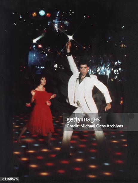 Actor John Travolta in the film 'Saturday Night Fever'.