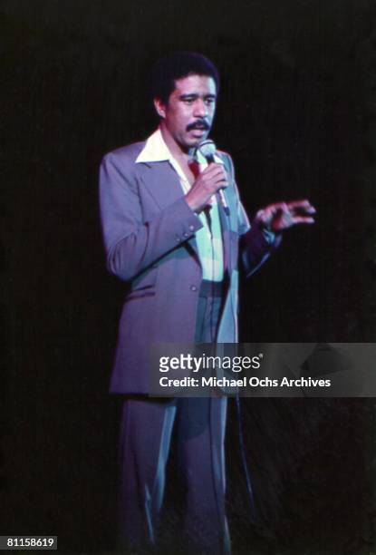 Comedian and actor Richard Pryor performs live onstage circa 1977 in Los Angeles, California.