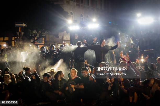 Protest on July 8, 2017 in Hamburg, northern Germany, after the leaders of the world's top economies gathered for a G20 summit. German police and...