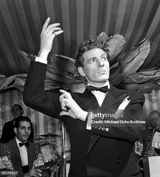 Actor and comedian Danny Kaye performs at La Martinique nightclub at 57 West 57th Street in 1941 in New york City, New York.