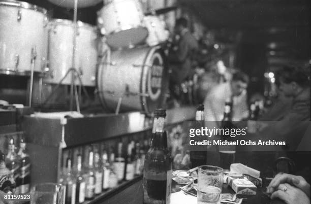 View of the bar in a Jazz nightclub circa 1955 in New York City, New York.