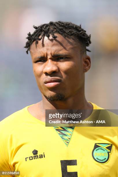 Alvas Powell of Jamaica during the 2017 CONCACAF Gold Cup Group C match between Curacao and Jamaica at Qualcomm Stadium on July 9, 2017 in San Diego,...