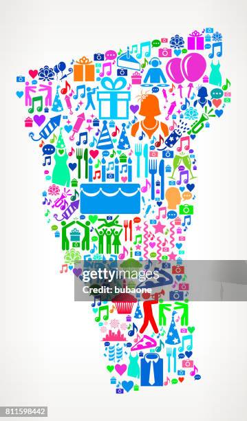 vermont happy birthday celebration vector icon pattern - jukebox stock illustrations