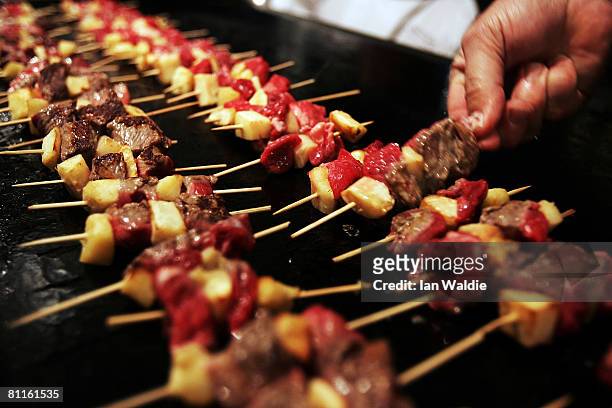 Wagu beef is cooked on a barbeque at the Produce Of Heaven launch May 19, 2008 in Launceston, Australia. The Produce of Heaven Company was launched...