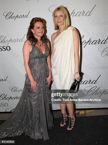 Co-President of Chopard Caroline Gruosi Scheufele and actress Gwyneth Paltrow attend the Chopard Trophy Award Party at Carlton Beach during the 61st...