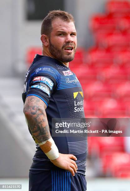 Leeds Rhinos Adam Cuthbertson in action against Salford Red Devils, during the Betfred Super League match at the AJ Bell Stadium, Salford.
